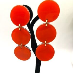 J.Crew Disc statement earrings Resin orange 3 Large Disc Post Back 3 1/4”
